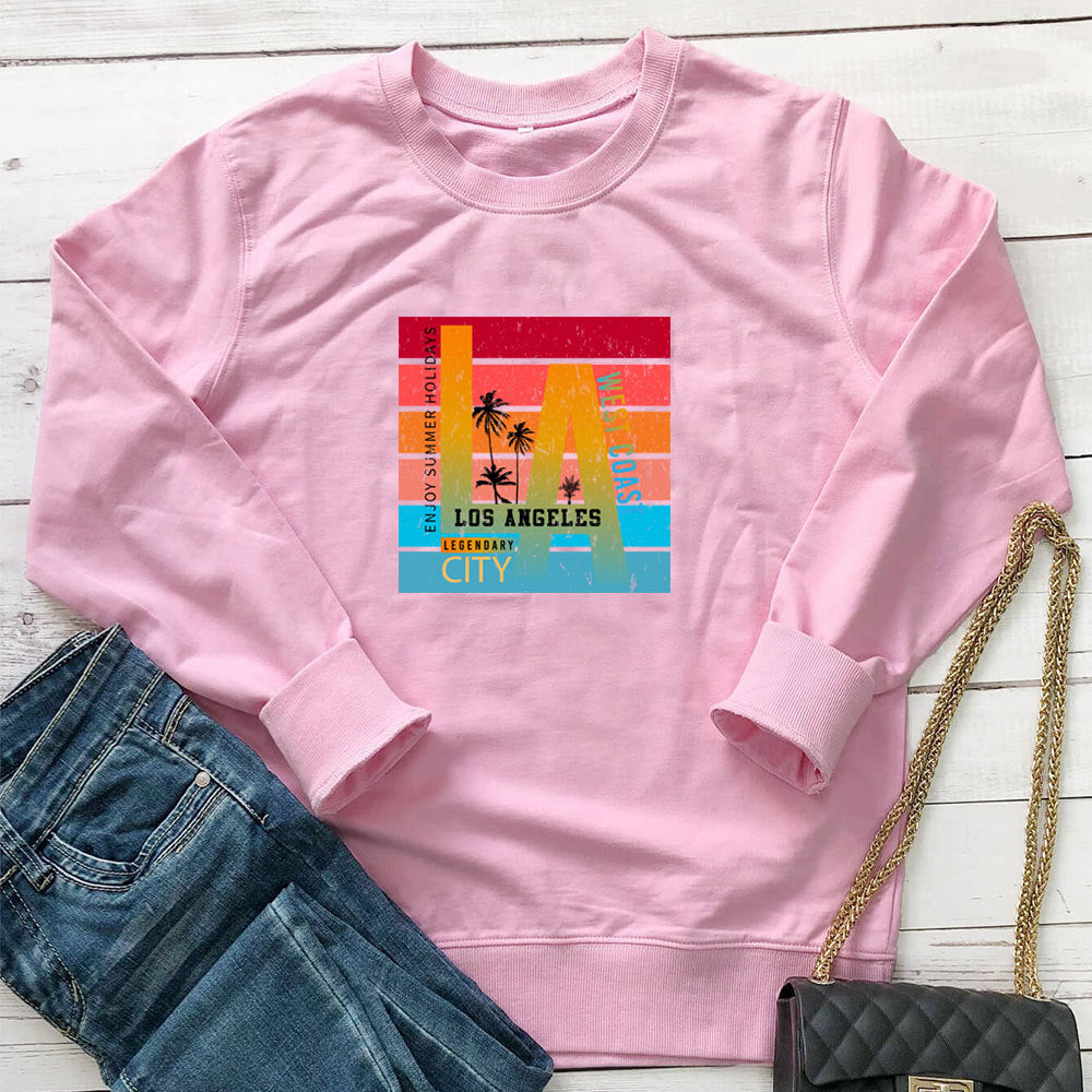 Enjoy Summer Holidays letter printed long sleeved hoodie