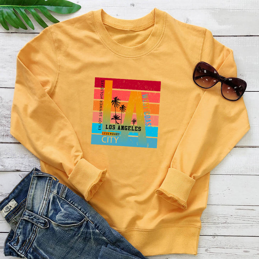 Enjoy Summer Holidays letter printed long sleeved hoodie