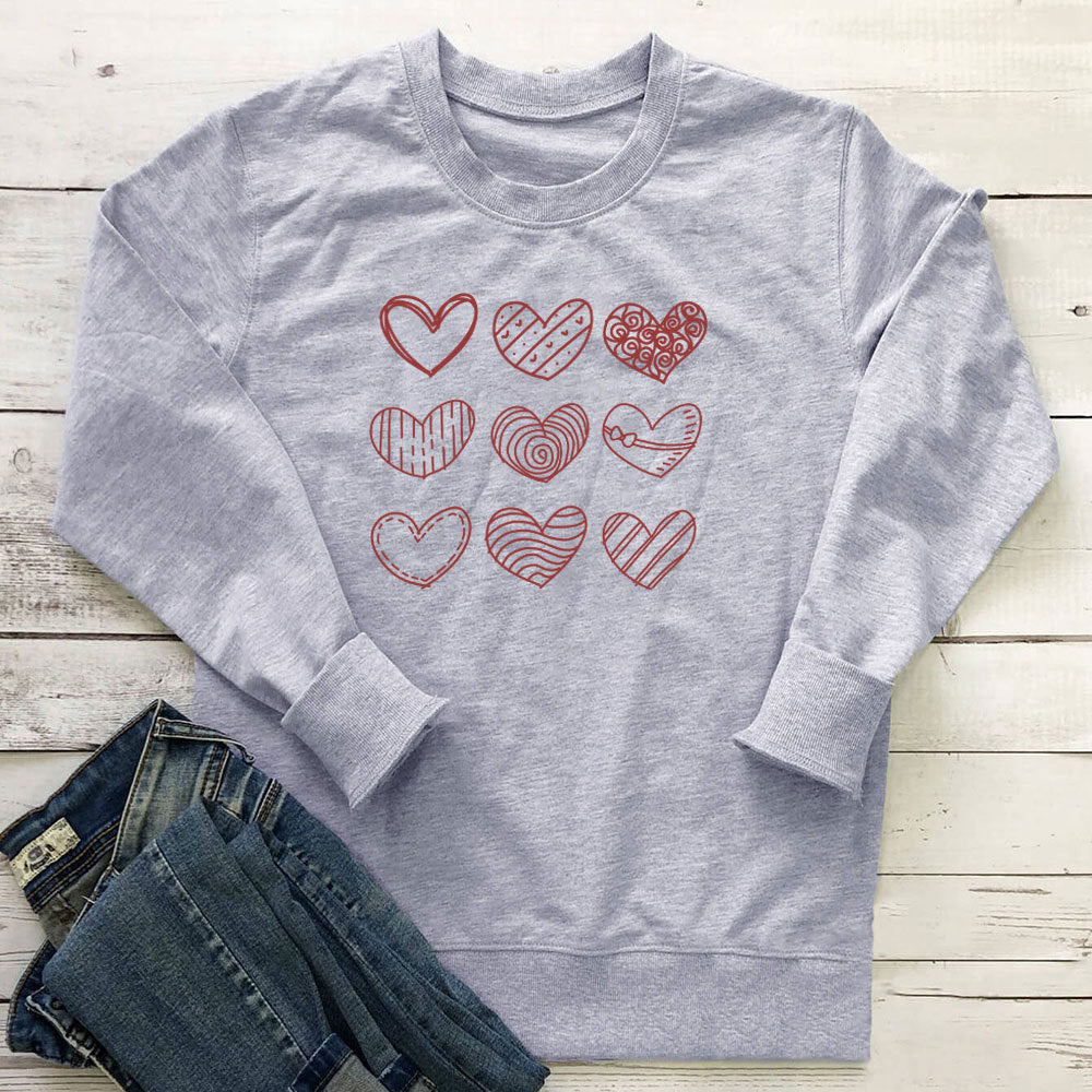 Heart printed long sleeved sweatshirt